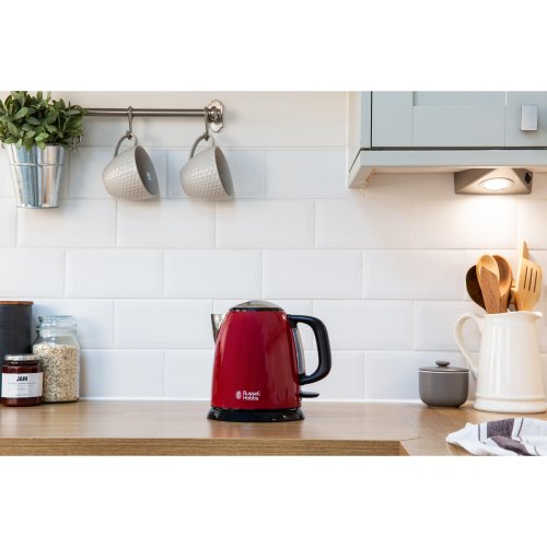 Електрочайник Russell Hobbs Colours Plus Mini 1л, метал, червоно-чорний