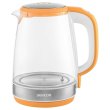 Електрочайник Sencor 2л, Strix, скло, 5 темп.реж, помаранчевий