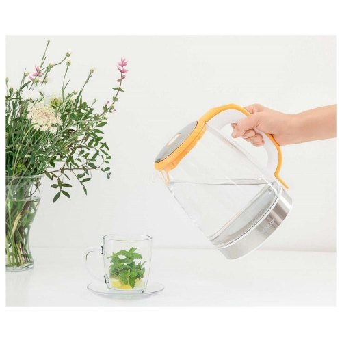 Електрочайник Sencor 2л, Strix, скло, 5 темп.реж, помаранчевий