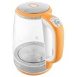 Електрочайник Sencor 2л, Strix, скло, 5 темп.реж, помаранчевий