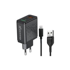 МЗП Grand-X CH-650L (USB 3.6V-6.5V 3A, 6.5V-9V 2A, 9V-12V 1.5A QC3.0 + кабель Lightning), color Black (CH-650L)