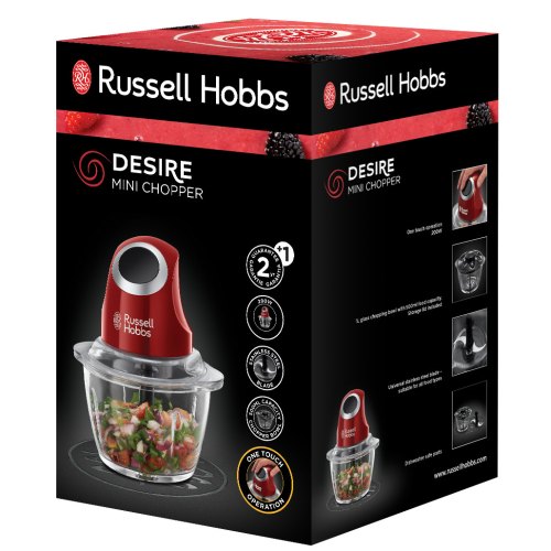 Подрібнювач Russell Hobbs Desire, 200Вт, чаша-1000мл, скло, корпус-пластик, червоний