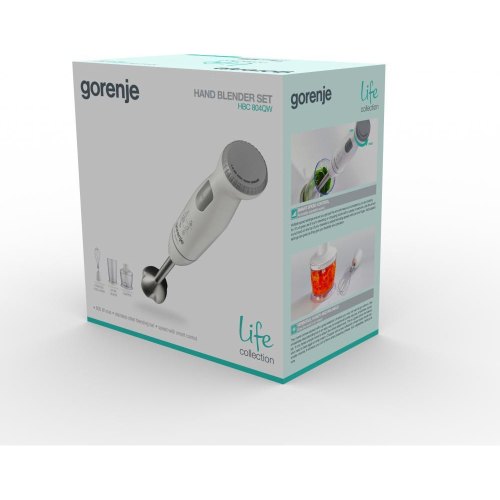 Блендер Gorenje заглибний 800Вт, 4в1, чаша-500мл, подрібнювач, білий