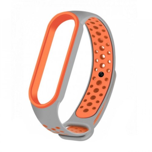 Браслет для Xiaomi Mi Band 5/ 6 (sport silicone) Grey&Orange