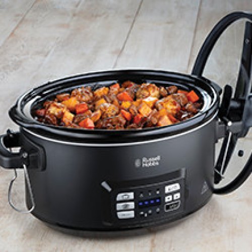 Повільноварка Russell Hobbs SouseVide, 350Вт, чаша-6.5л, електронне керув., 2 щупи, вакууматор, нерж. сталь, чорний