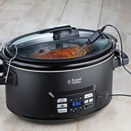 Повільноварка Russell Hobbs SouseVide, 350Вт, чаша-6.5л, електронне керув., 2 щупи, вакууматор, нерж. сталь, чорний