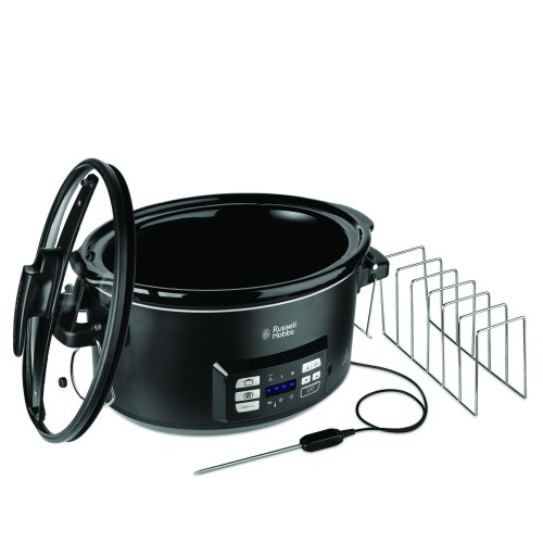 Повільноварка Russell Hobbs SouseVide, 350Вт, чаша-6.5л, електронне керув., 2 щупи, вакууматор, нерж. сталь, чорний