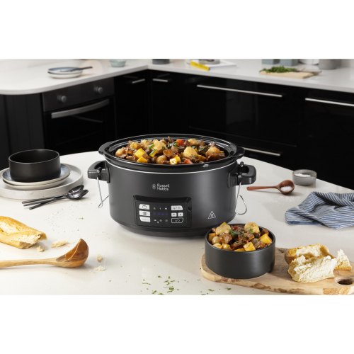 Повільноварка Russell Hobbs SouseVide, 350Вт, чаша-6.5л, електронне керув., 2 щупи, вакууматор, нерж. сталь, чорний
