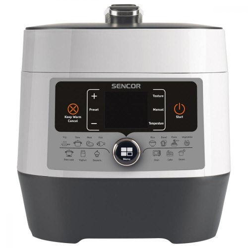 Мультиварка-скороварка Sencor, 1000Вт, чаша-5.5л, сенсорне управл., 14 авто. програм, пластик, білий