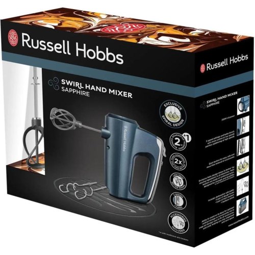 Міксер Russell Hobbs ручний Sapphire, 350Вт, насадки-4, турборежим, синій