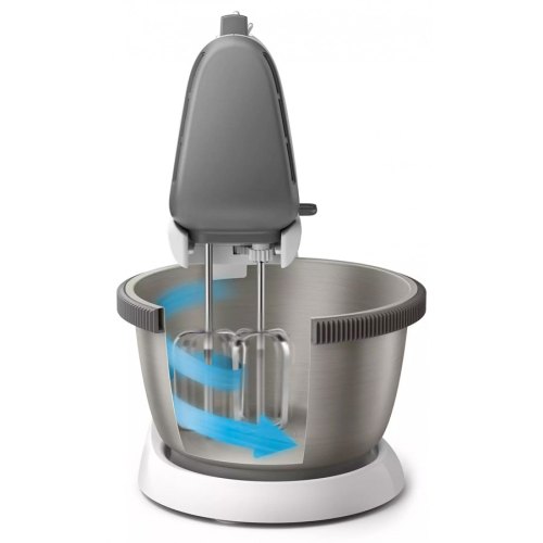 Міксер Philips Viva Collection стаціонарний 450Вт, насадки-4, чаша- метал, 3л, білий