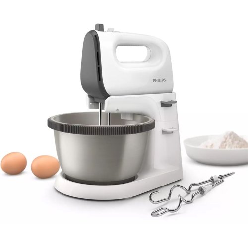 Міксер Philips Viva Collection стаціонарний 450Вт, насадки-4, чаша- метал, 3л, білий