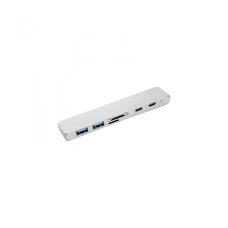 USB-хаб PowerPlant Type-C - HDMI 4K, USB 3.0, USB Type-C, SD, microSD