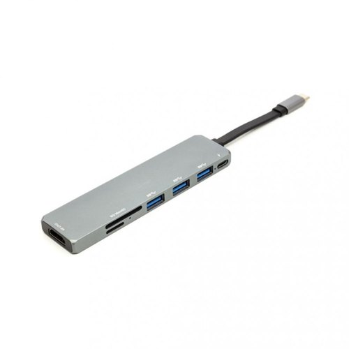 Перехідник PowerPlant USB 3.1 Type-C - USB Hub, HDMI, Card Reader (SD, micro SD)