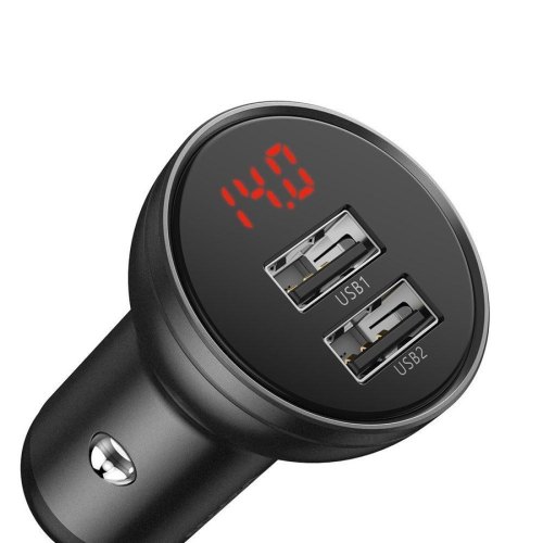 АЗП Baseus Digital Display Dual USB 4.8A Car Charger 24W, Grey