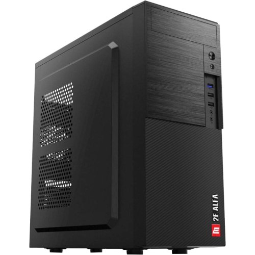 Корпус 2E ALFA (E190-3U) MidT,2xUSB2.0,1xUSB3.0,сталь(бокова панель), без БЖ,чорний
