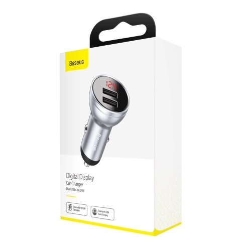 АЗП Baseus Digital Display Dual USB 4.8A Car Charger 24W Silver