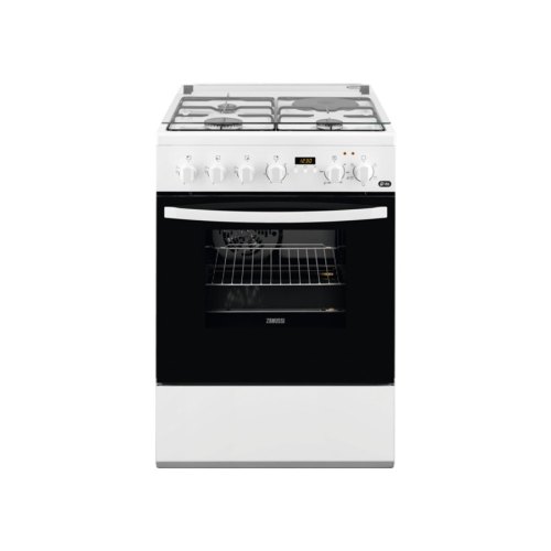 Плита Zanussi комбінована 3 газ + 1 електро, 57л, 60x60см, дисплей, конвекція, білий