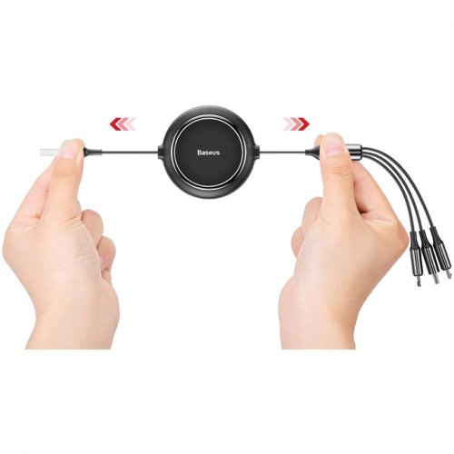 Кабель Baseus Golden Loop Three-in-One Elastic Data Cable USB for M+L+T 3.5A 1.2m, Black