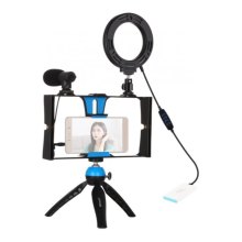 Комплект блогера Puluz PKT3025L 4в1 (кільцеве світло, кріплення, тримач для телефону, мікрофон)