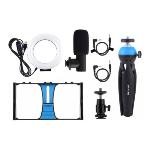 Комплект блогера Puluz PKT3025L 4в1 (кільцеве світло, кріплення, тримач для телефону, мікрофон)