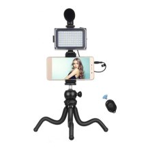 Комплект блогера Puluz PKT3094B 4в1 (світло, кріплення, тримач для телефону, мікрофон)