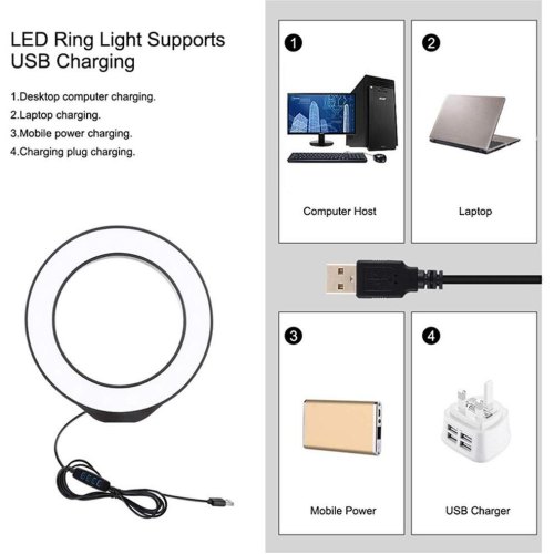 Кільцева USB LED лампа Puluz PKT3058B 4.7 + штатив 12 см