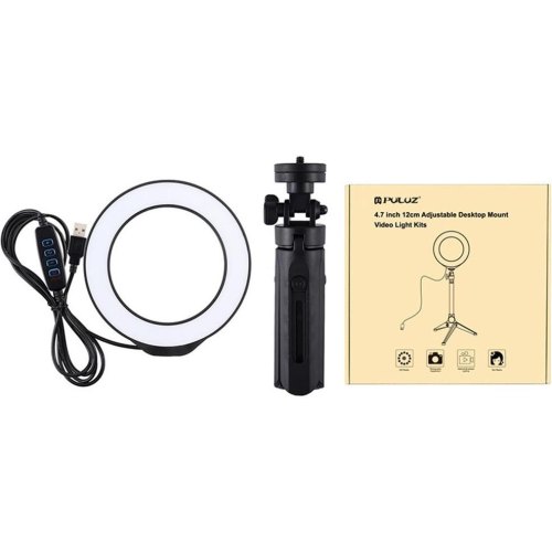 Кільцева USB LED лампа Puluz PKT3058B 4.7 + штатив 12 см