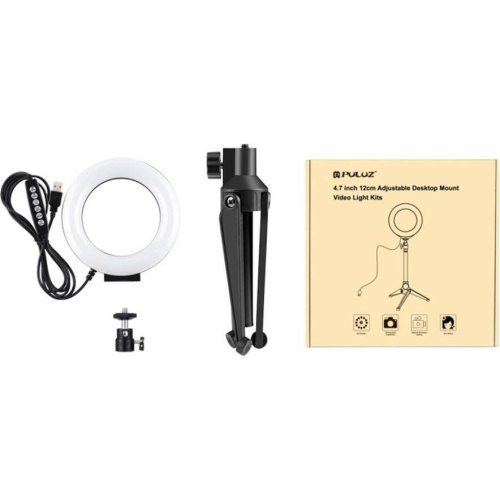Кільцева USB RGBW LED лампа Puluz PKT3049B 4.7 + настільний штатив