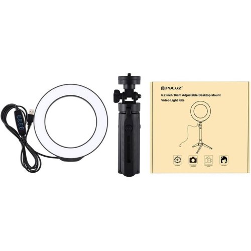 Кільцева USB LED лампа Puluz PKT3059B 6.2 + настільний штатив