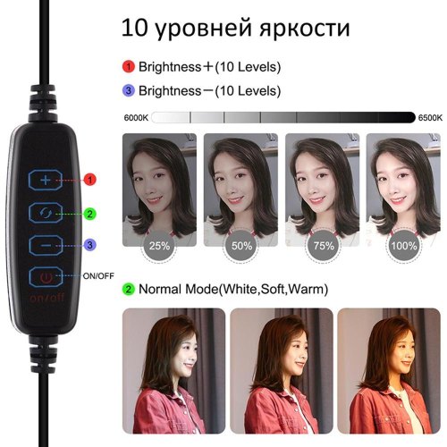 Кільцева USB LED лампа Puluz PKT3031 4.7 + настільний штатив