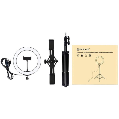 Кільцева USB LED лампа Puluz PKT3053B 10 + штатив 1.1 м