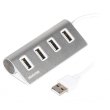 USB-хаб Maxxter 4-х портовий 2.0 сріблястий, металевий корпус (HU2A-4P-01)