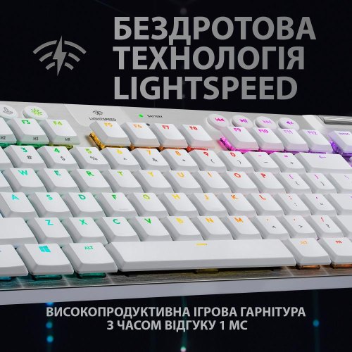 Клавіатура бездротова Logitech G915 Gaming TKL Tenkeyless LightSpeed Wireless RGB Mechanical White (920-009664)