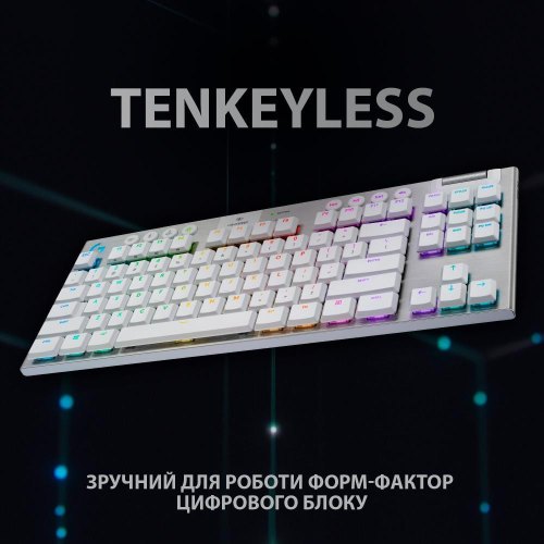Клавіатура бездротова Logitech G915 Gaming TKL Tenkeyless LightSpeed Wireless RGB Mechanical White (920-009664)
