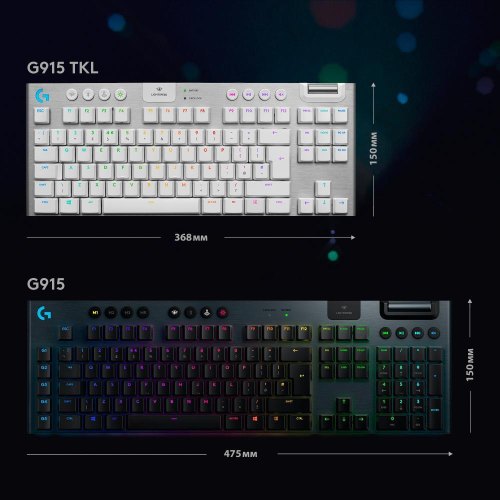 Клавіатура бездротова Logitech G915 Gaming TKL Tenkeyless LightSpeed Wireless RGB Mechanical White (920-009664)