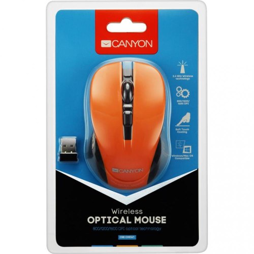 Мишка бездротова Canyon CNE-CMSW1O Black/Orange