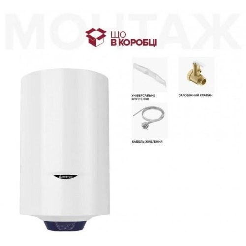 Водонагрівач  електричний Ariston BLU1 ECO 100 V 1,8K PL DRY 100 л, 1.8 кВт сухий тен, круглий, електронне керування, Італія, В