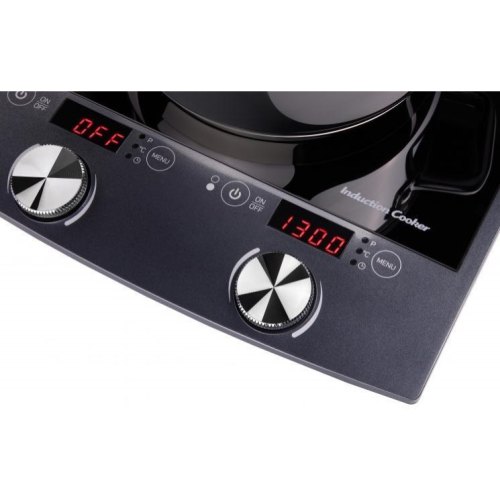 Плитка настільна Ardesto індукційна, комфорок - 2 на 1.3кВт + 1.6кВт вертик., керування - сенсорне, таймер, чорний