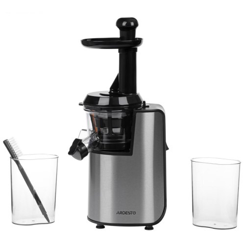 Соковитискач Ardesto шнекова 200Вт, чаша-0.6л, жмих-0.6л, пластик/метал, сріблясто-чорний