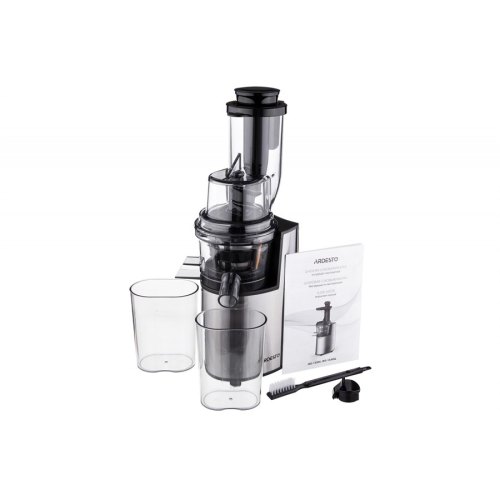 Соковитискач Ardesto шнекова 200Вт, чаша-0.6л, жмих-0.6л, пластик/метал, сріблясто-чорний