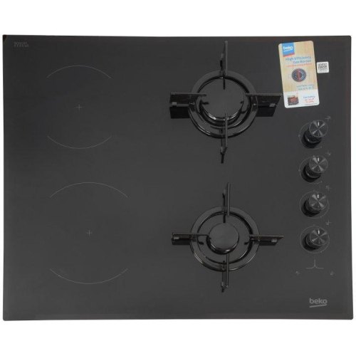 Варильна поверхня Beko комбінована (2 газ + 2 склокераміка), 60см, чорний