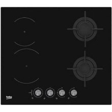 Варильна поверхня Beko комбінована (2 газ + 2 склокерам), 60см, чорний
