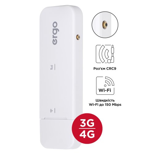 Модем USB+Wi-Fi 4G - ERGO W02-CRC9 3G/4G (cat4) USB Wi-Fi router w/ant.connector, White