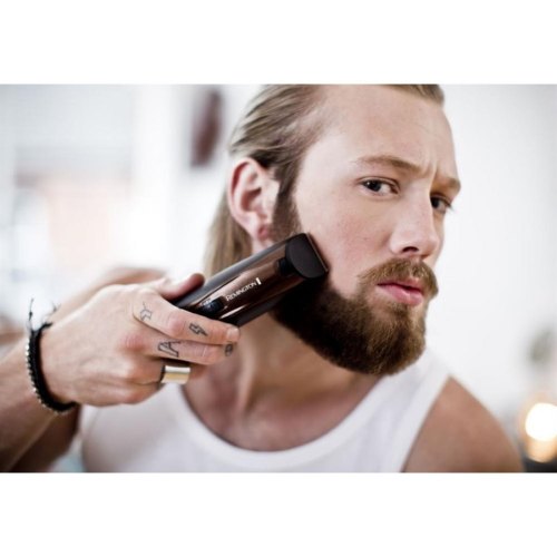 Тример Remington Beard Kit, для бороди і вусів, акум., насадок-2, ножиці, щітка у компл., титан.напил., коричневий
