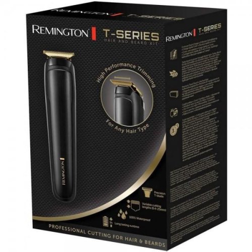 Тример Remington T-Series, для бороди і вусів, акум., роторний мотор, насадок-12, сталь, чорний
