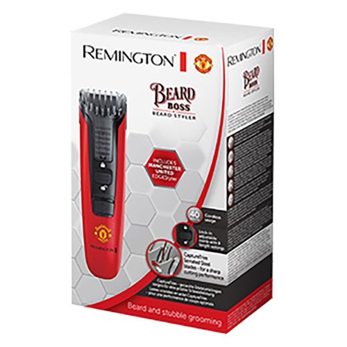 Тример Remington Beard Boss Manchester United, для бороди і вусів, акум., роторний мотор, насадок-1, сталь, червоний