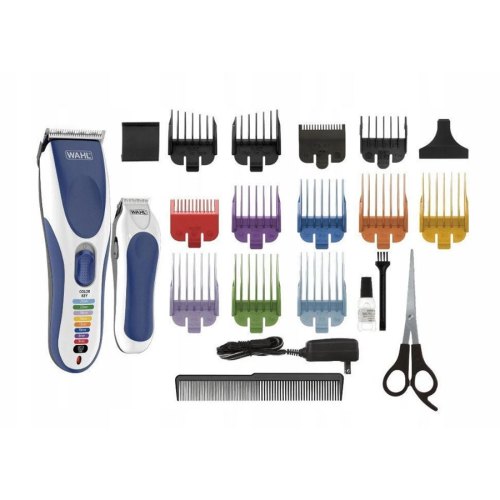 Набір для стрижки WAHL Color Pro Cordless, мережа+акум., триммер,гребінець,ножиці, сталь, синій