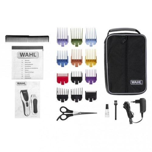 Набір для стрижки WAHL Color Pro Cordless, мережа+акум., триммер,гребінець,ножиці, сталь, синій