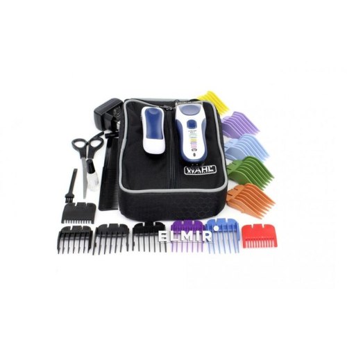 Набір для стрижки WAHL Color Pro Cordless, мережа+акум., триммер,гребінець,ножиці, сталь, синій